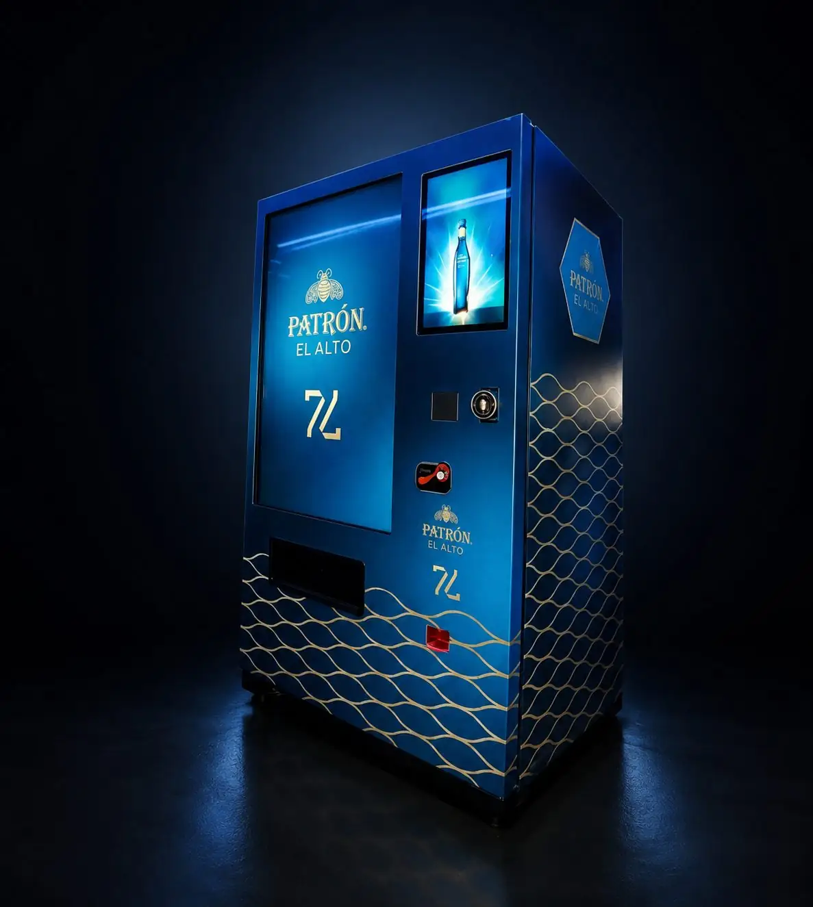 The bespoke Patrón El Alto miniature tequila vending machine at 77 London