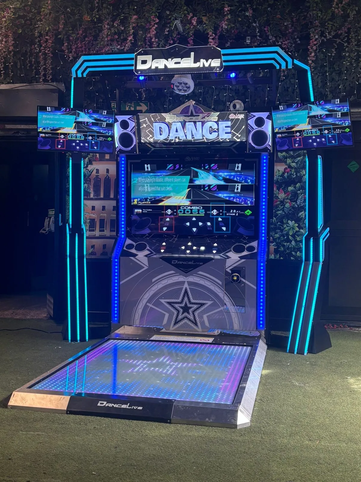 DanceLive dance machine with LED floor pad, full front view