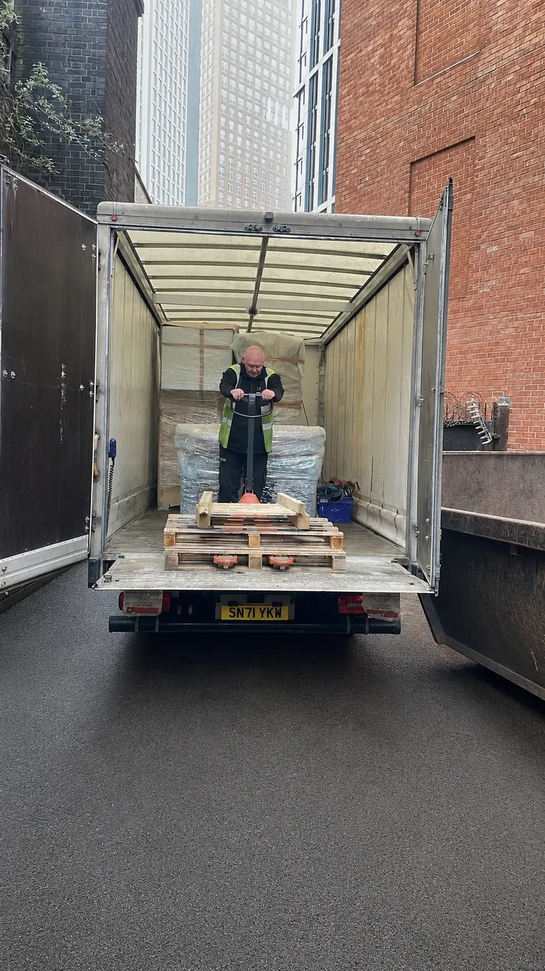 A Pure Interactive van loaded for a machine delivery