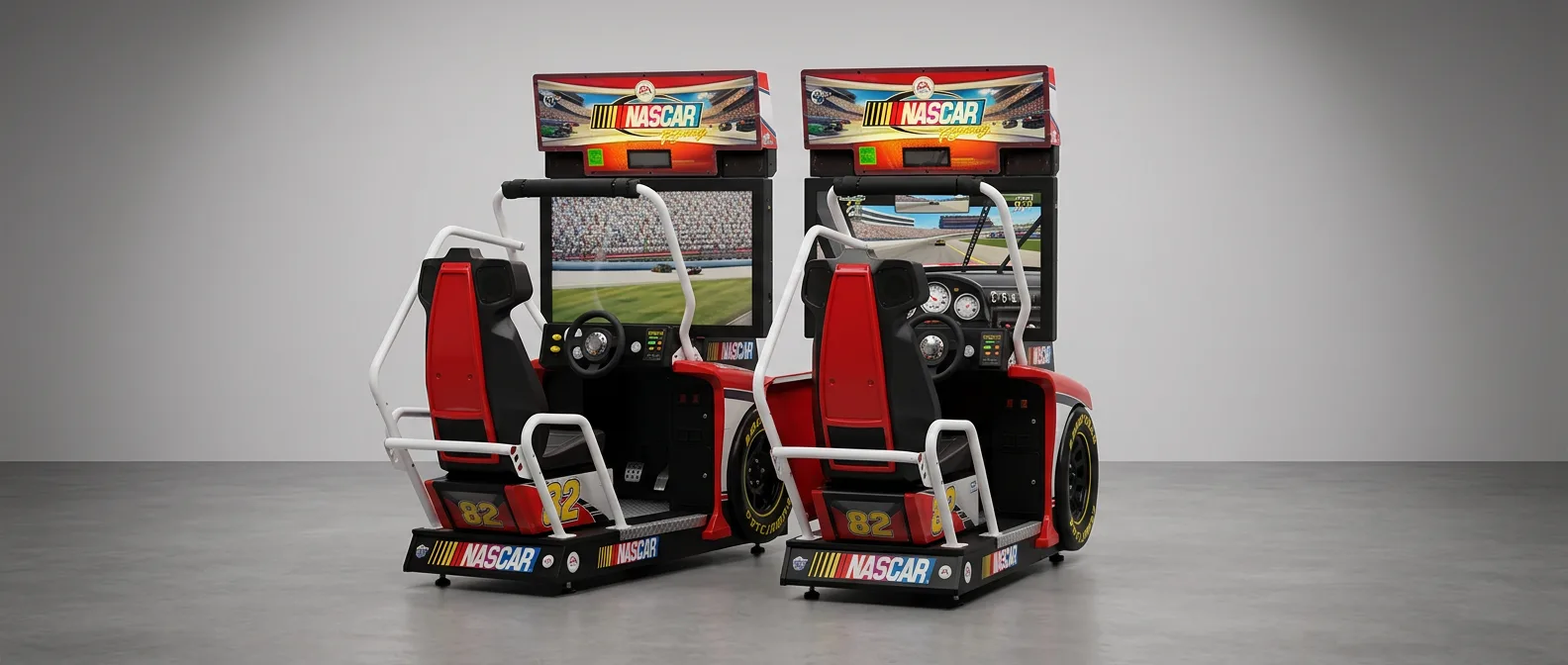 EA Sports NASCAR Racing twin upright driving cabinets