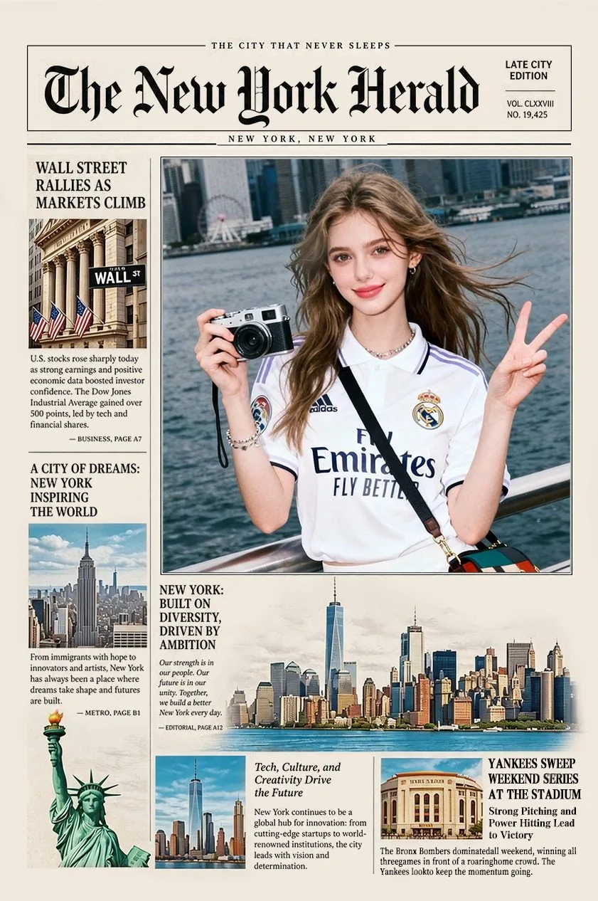 Sample personalised front page, The New York Herald edition