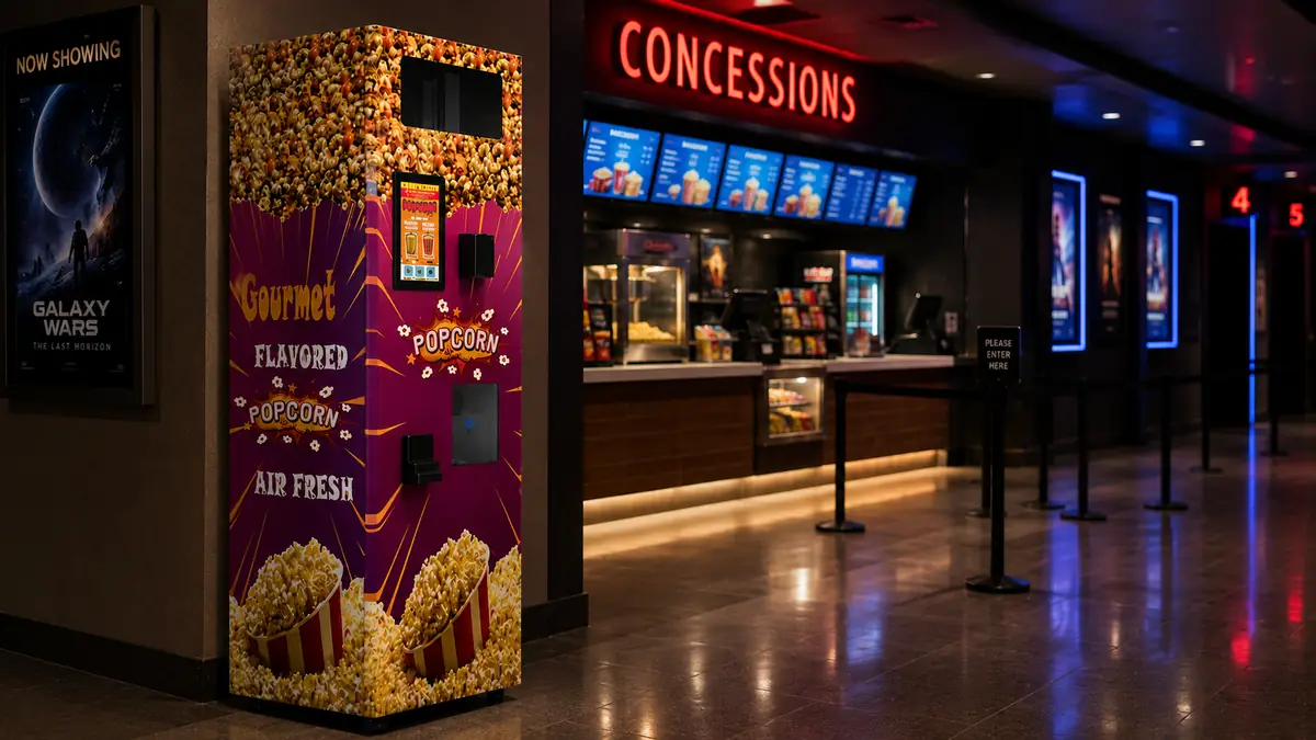 Popcorn machine payment panel with contactless reader